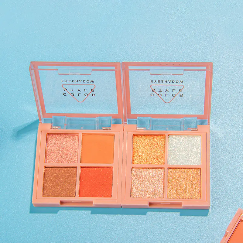 Makeup tea tray four color eyeshadow matte pearl glitter pink eyeshadow tray Affordable color cosmetics beauty makeup blush light makeup new