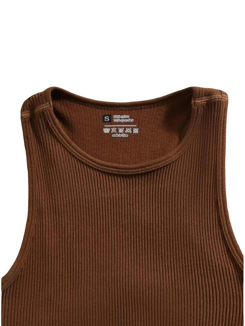 Product Introduction of Women's Solid Round Neck Sports Vest, Minimalist Sleeveless Crop Tank Top for Yoga Gym Workout Running Indoor Outdoor, Ladies Sportswear Clothing for All Seasons 8
