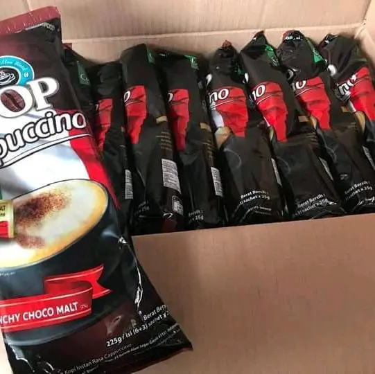 Top Coffee Capuccino isi 9pcs - Kopi Nikmat dan Aroma Harum - Bagus, Kering, Maryam, Sereal, Tulang, Robusta, Wijen, Jamu, Yoghurt