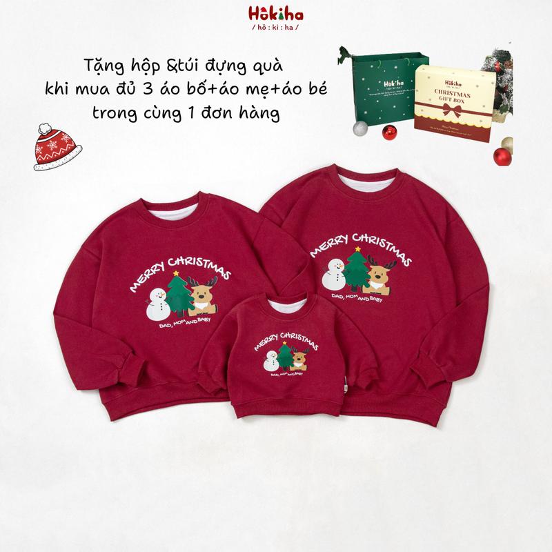 Hokiha GD289 New - Áo sweater gia đình Noel chất nỉ ép dày dặn mềm mại cho bố mẹ bé trai và bé gái