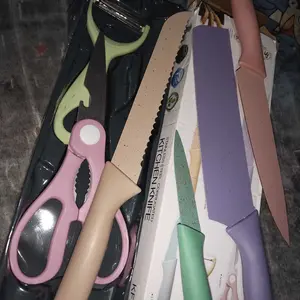 Pisau Set 6 in 1 Rainbow Stainless Steel Lengkap Dengan Gunting Peeler Buah Sayur Serbaguna Kitchenware