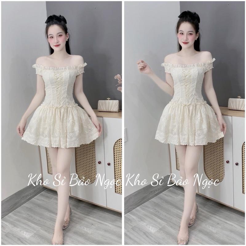 [D0265] Váy Thiết Kế Thô Boi Cao Cấp Trễ Vai Kho Sỉ Nguyễn Bảo Ngọc