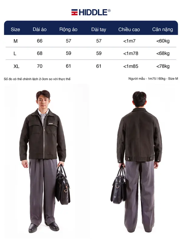 Áo khoác nam cao cấp hàng hiệu HIDDLE túi hộp thật vải kaki, nỉ dạ,dạ tweed, da lộn 2 lớp nhiều màu, có túi trong 6
