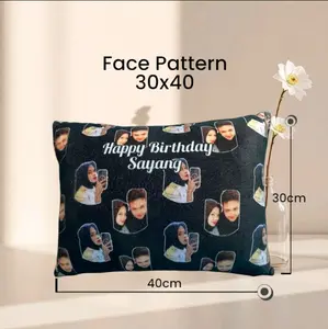 Bantal costum Foto 30x 40 Face pattren satu dan Dua sisi plush ramah untuk kulit