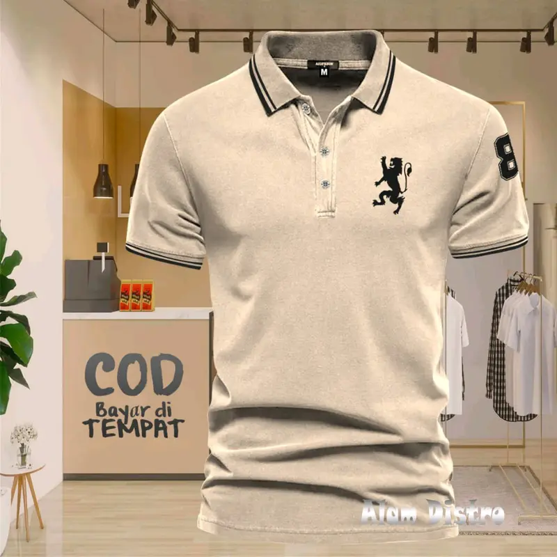 polo shirt Giordano 3D lion mend kaos kerah Napoleon 8 / baju polo Giordano singa  sablon padat 2