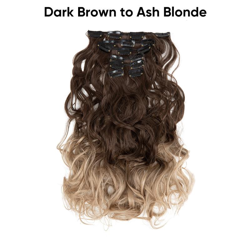 Product Introduction of European and American Fashion 16 Card 7-Piece Set Wig Set Women's Long Curly Hair High Temperature Matte Silk Hair Extension Cross-Border Foreign Trade 15