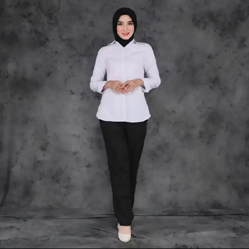 Kemeja Wanita Basic Formal Cewek Kuliah - Baju Panjang 3