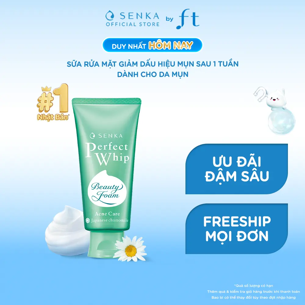 Sữa rửa mặt sạ̣ch mụn kháng khuẩn SENKA PERFECT WHIP ACNE CARE 100G