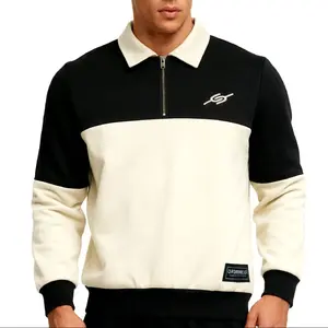 CS Sweater Kerah Polo Half Zipp Kombinasi Pria Wanita Jaket Rugby Sweatshirt Turtleneck