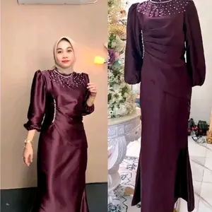 Vina Dress Kondangan Viral Gaun Pesta Modern Baju Kondangan Wanita Kekinian Dress Satin Mermaid