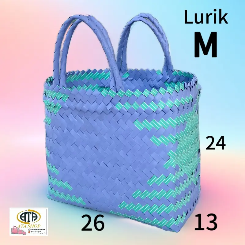 Tas anyaman lurik M(paket 5 pcs) tas anyaman Belanja 5