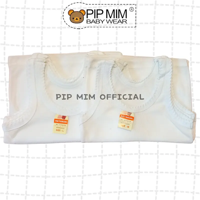 Pip Mim Baby - 6 Pcs Kaos Dalam Singlet WARNA & PUTIH Bayi Anak Perempuan Laki-Laki KOTOBUKI Lembut Halus Ber SNI  / Daleman Bayi 4