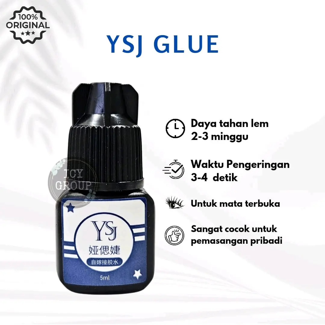 ysj glue 5g Lem eyelash extension tahan lama tidak perih tidak bau cocok untuk pemasangan dengan mata terbuka Wanita Bulumata