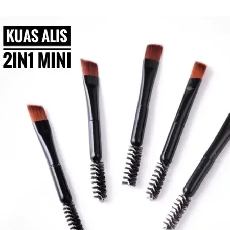 Kuas Alis 2 In 1 Praktis Mengaplikasikan Make Up Merapikan Mini Double Brush