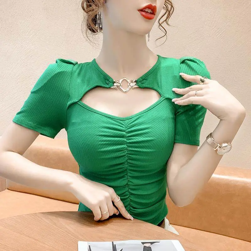 Áo Cánh Cho Nữ, Thiết Kế Mới 2024, Phong Cách Hàn Quốc, Áo Phông, Ngắn Tay, Thiết Kế Đẹp, Số Nhỏ Ngọt Ngào Cô Gái Nóng Bỏng, Áo Ngắn, Thời Trang, Quần Áo Nữ, Phong Cách 2024
