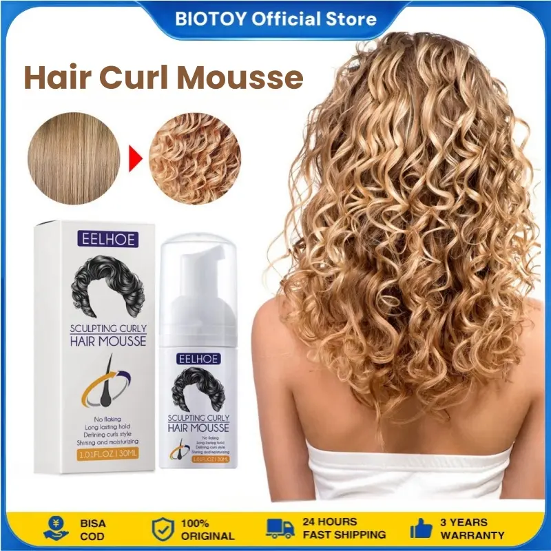 Mousse Rambut Keriting Perawatan Rambut Keriting Sculpting Curly Natural Curl Boost Sculpting Hair Bounce Cream 30ml Melembabkan Halus Efektif Rambut Curly Tahan Lama