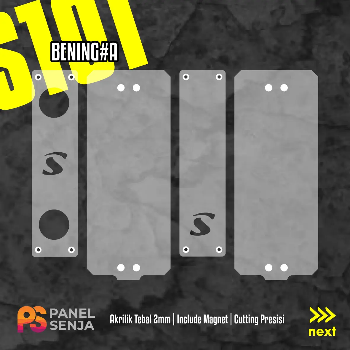 Panel S101 Akrilik Bening/Grafir/Warna Casing Penutup, Pelindung anti Gores