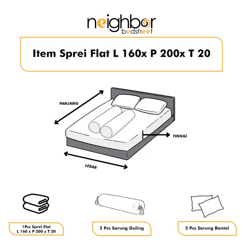 Sprei Set Only / Hanya Sprei Polos Ukuran 160x200 Premium Lembut Kasur Nomor 2 4