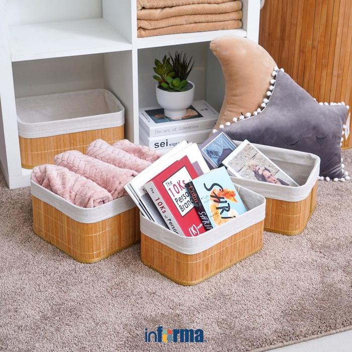 Gambar Informa Keranjang Penyimpanan Bambu 35x25x15 cm Set 3 pcs Tempat Penyimpanan Organizer Basket Keranjang Serbaguna dari Informa Indonesia Kota Administrasi Jakarta Utara Tokopedia
