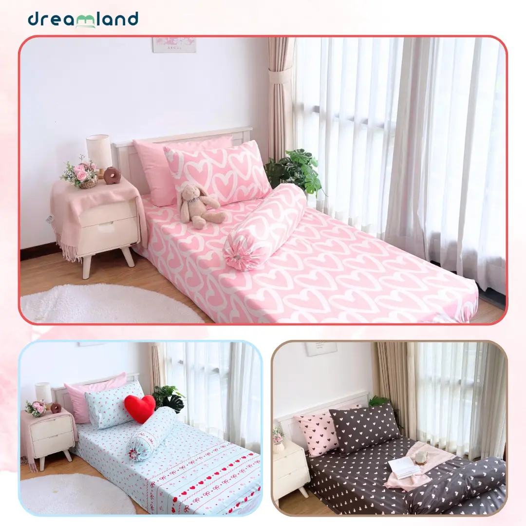 [DL] DREAMLAND | Sprei Set Microsilk | MINIMALIS | Ready Stock TANPA BEDCOVER