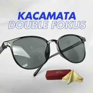 Kacamata Baca dan Jalan Double Fokus Lensa Redup Model Bulat