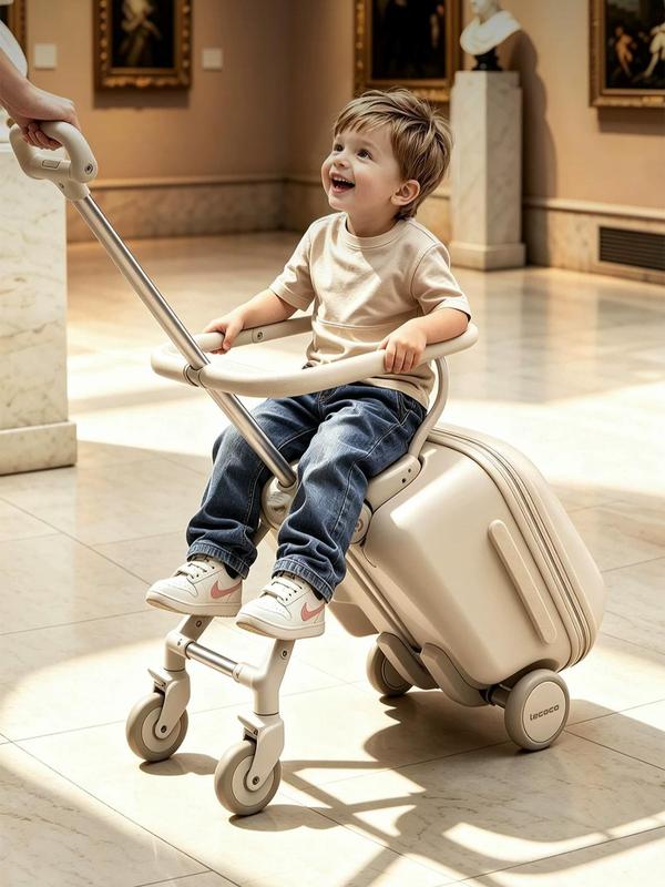 Vali du lịch kiêm xe đẩy em bé LECOCO Ý kèm vòng bảo vệ 360 độ thoải mái, vali có thể tháo rời xách tay