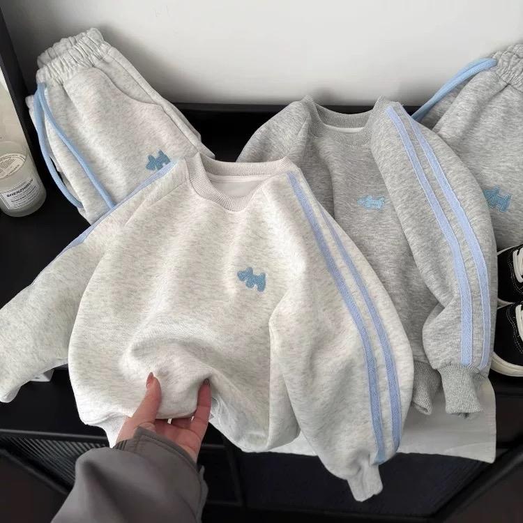   HaDuyenKids  Bộ Quần Áo Thu Đông VIỀN SỌC 2 MÀU Chất Vải Nỉ Ép 2 Da Cao Cấp 8-20kg 