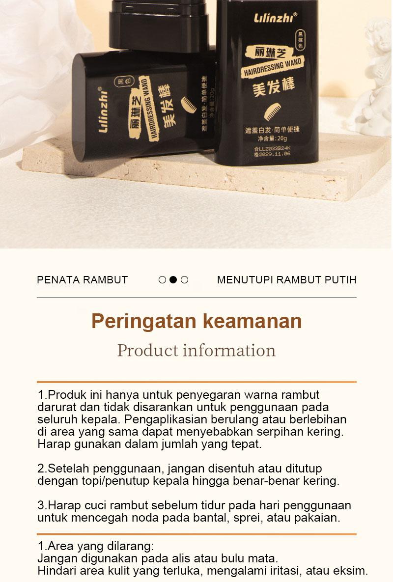 Lilinzhi Tongkat Pewarna Rambut Tanaman Hitam Murni Sekali Pakai Aman Tanpa Efek Samping Cocok untuk Menutupi Artefak Memudar Pewarna Rambut Hitam & Coklat di Rumah Penghitam Black Black Penghitam
