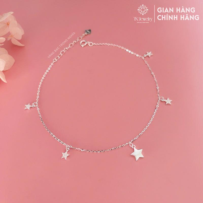   Hàng Mới  Lắc chân nữ Bạc dây sợi mảnh charm ngôi sao đính đá đeo hàng ngày - LC 1053 