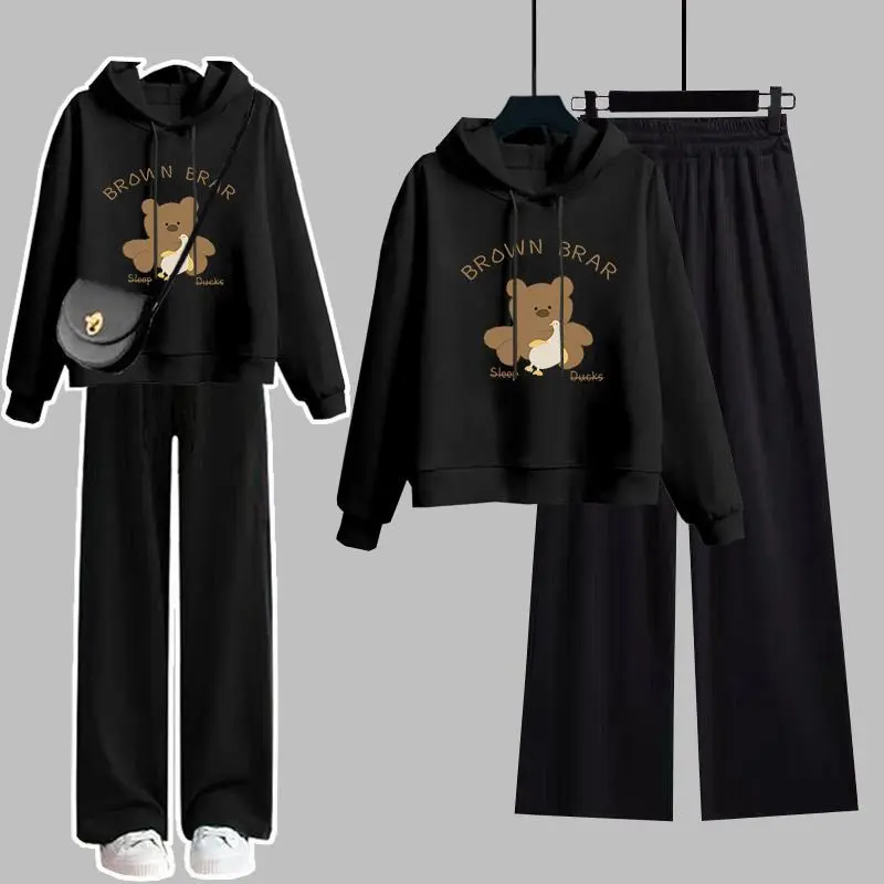 2PCS/Single Women Sweater + Pants Suit Women's Autumn and Spring Students Korean Girls Leisure Loose Skinny Fashion Hoodie Set Wear Womenswear Hip