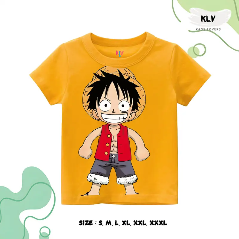 Kaos Anak Unisex Gambar Luffy Grin Distro 30s Sablon 5