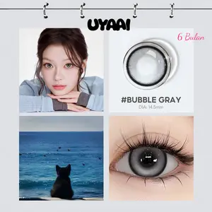 【COD】UYAAI Softlens Minus（0.00 /sd-4.00）14.5mm Lensa Kontak Glossy Bubble Gray Daily Softlens murah Free case Ramadansales
