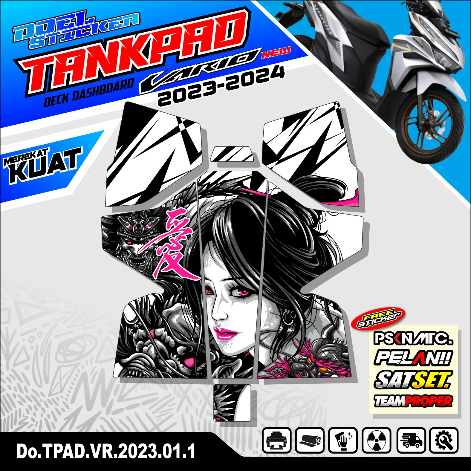 Stiker Pelindung Dashboard Tankpad Vario New 2023 2024 / Aksesoris Deckpad Vario Sticker Striping Motor JA STICKER 01