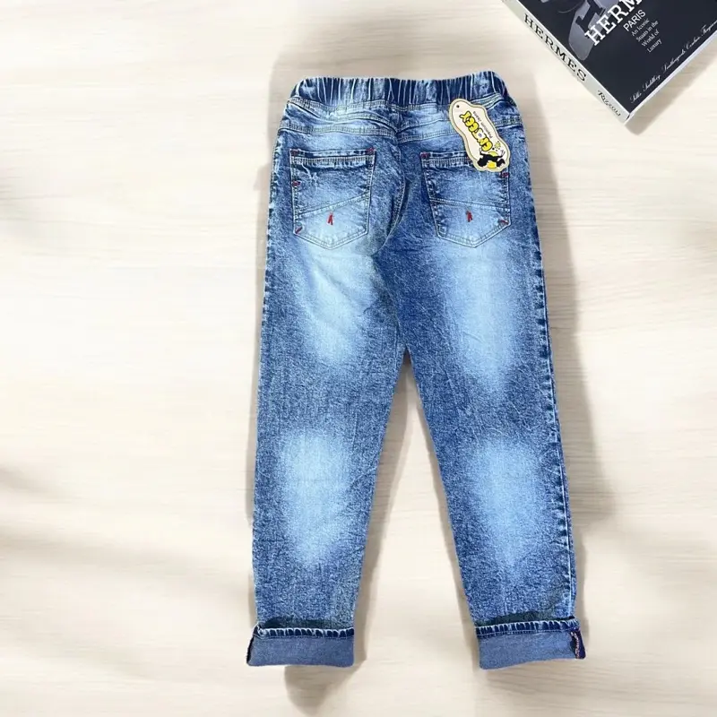 Celana Jeans Anak Sobek Tembus Pinggang Karet Soft Jeans Melar Size 1-13Tahun - Trendy dan Fashionable dengan Model Sobek Lutut Tembus dan Dilengkapi Laser Pakaian 3
