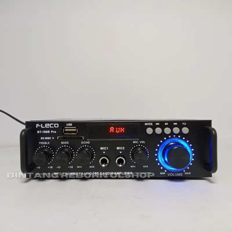 Power Amplifier FLECO BT-198B PRO | Amplifier Bluetooth MINI Fleco Audio Power BT 198B PRO 1000W | Karaoke + Mp3 player + FM Radio Full Bass - FLECO BT-198B PRO 6