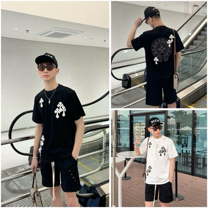 Áo Phông Chom Nam Nữ ,Hoạ Tiết Thêu Da 2 Mặt Cao Cấp, Chất Vải Cotton Hàng SC