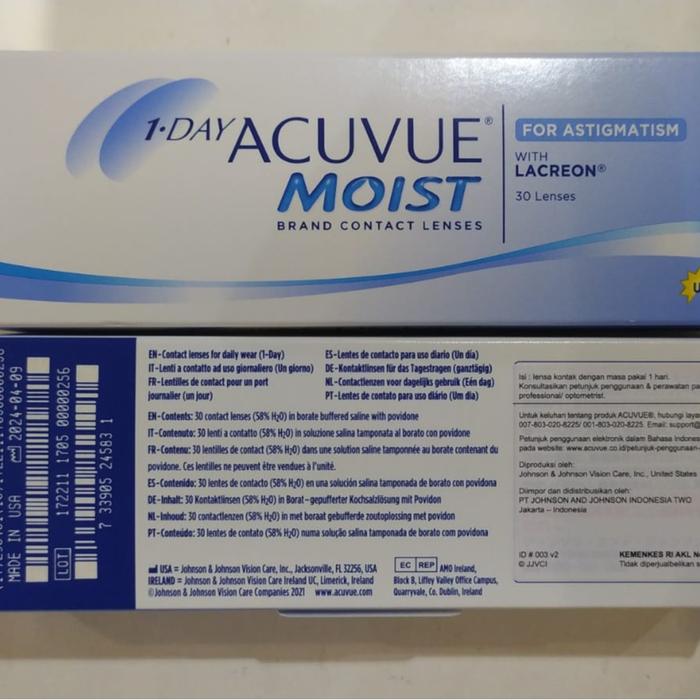 Gambar Acuvue 1 Day Moist for Astigmatism (Softlens Silinder) dari TLS Optical Center Kota Administrasi Jakarta Utara Tokopedia