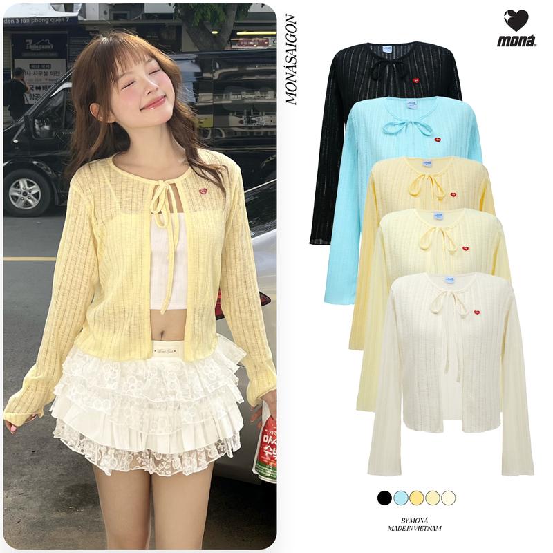 Áo cardigan MONÁ áo khoác nữ mỏng nhẹ trang trí trái tim - LOOPIE CARDIGAN