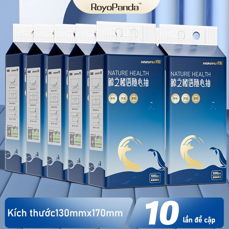 【10 Gói Giá Đựng Giấy Treo Tường Đa Năng ROYOPANDA - 4 Tầng, 1000 Tờ/Mặt, khăn giấy treo tường, giấy royopanda hoa hồng, combo 10 bịch giấy rút