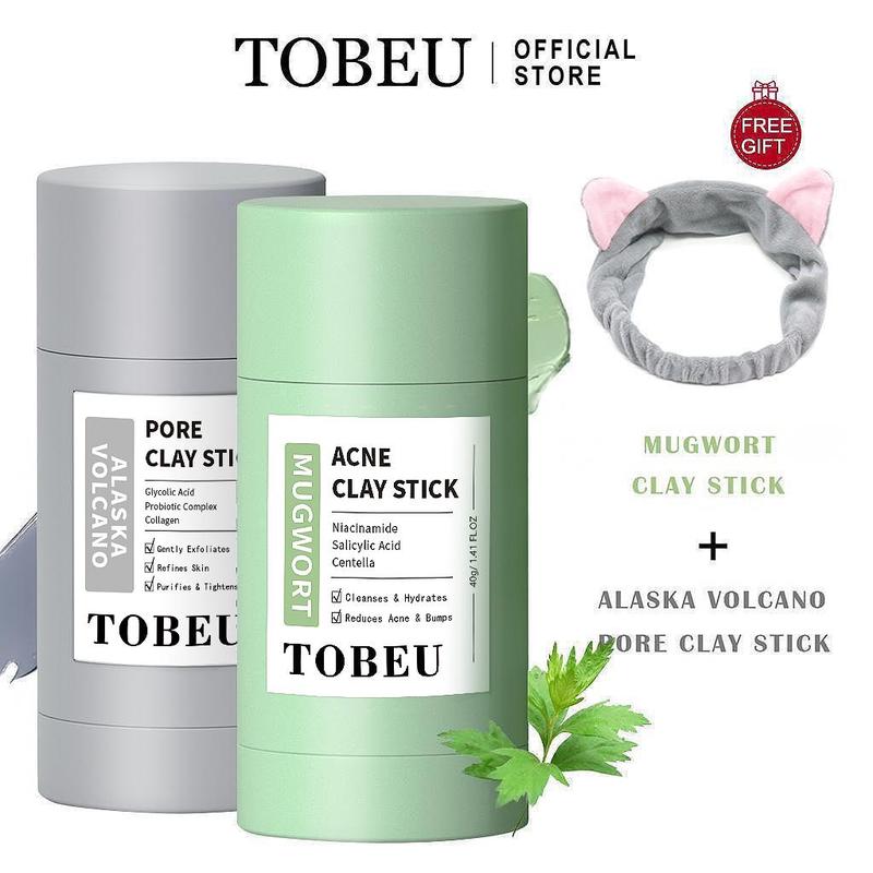TOBEU Mặt nạ đất sét Mugwort 40g+Mặt nạ đất sét làm sạch lỗ chân lông Alaska Volcano 40g Bộ chăm sóc da làm sạch lỗ chân lông