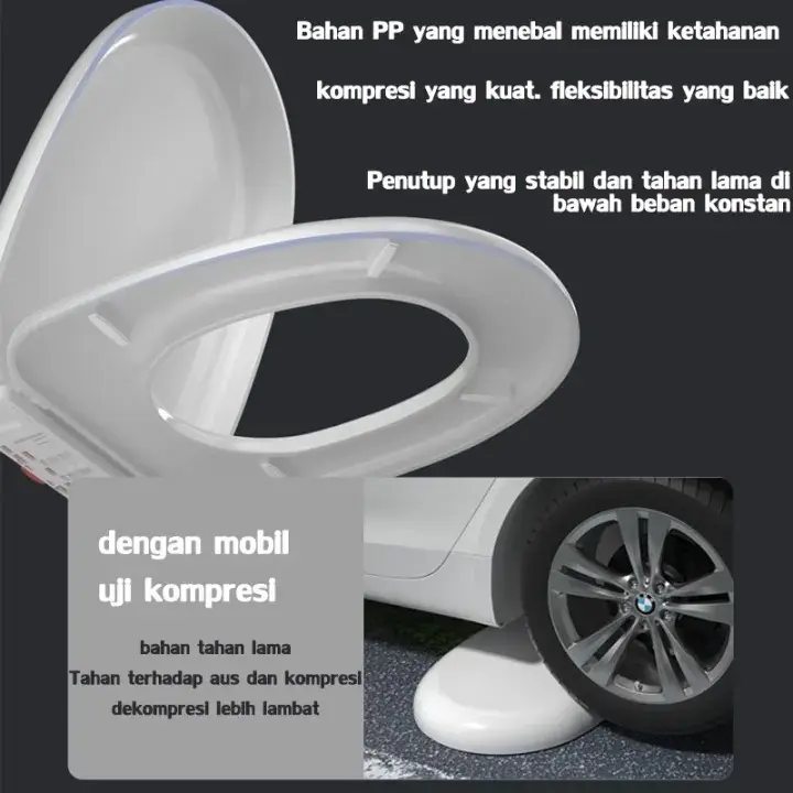 Instalasi cepat CHENGJIA Tutup Closet Duduk 5 lapisan tebal Cocok untuk semua toilet Tidak akan kuning Penutup lambat Mudah dipasang(Tutup wc duduk Toilet Cover Tutup closet wc jongkok Tutup kloset duduk Tutup toilet duduk) 5