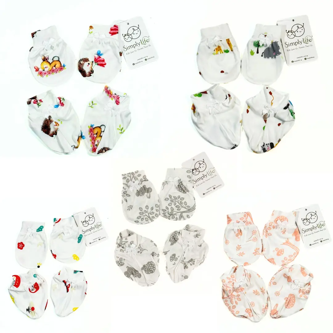 Simply Life | Baby Bamboo 2-pairs Mittens & Booties Set | Bamboo | Ultra Soft | Breathable | Reusable | Anti Bacterial | Anti Odour | Hypoallergenic | Cotton Alternative