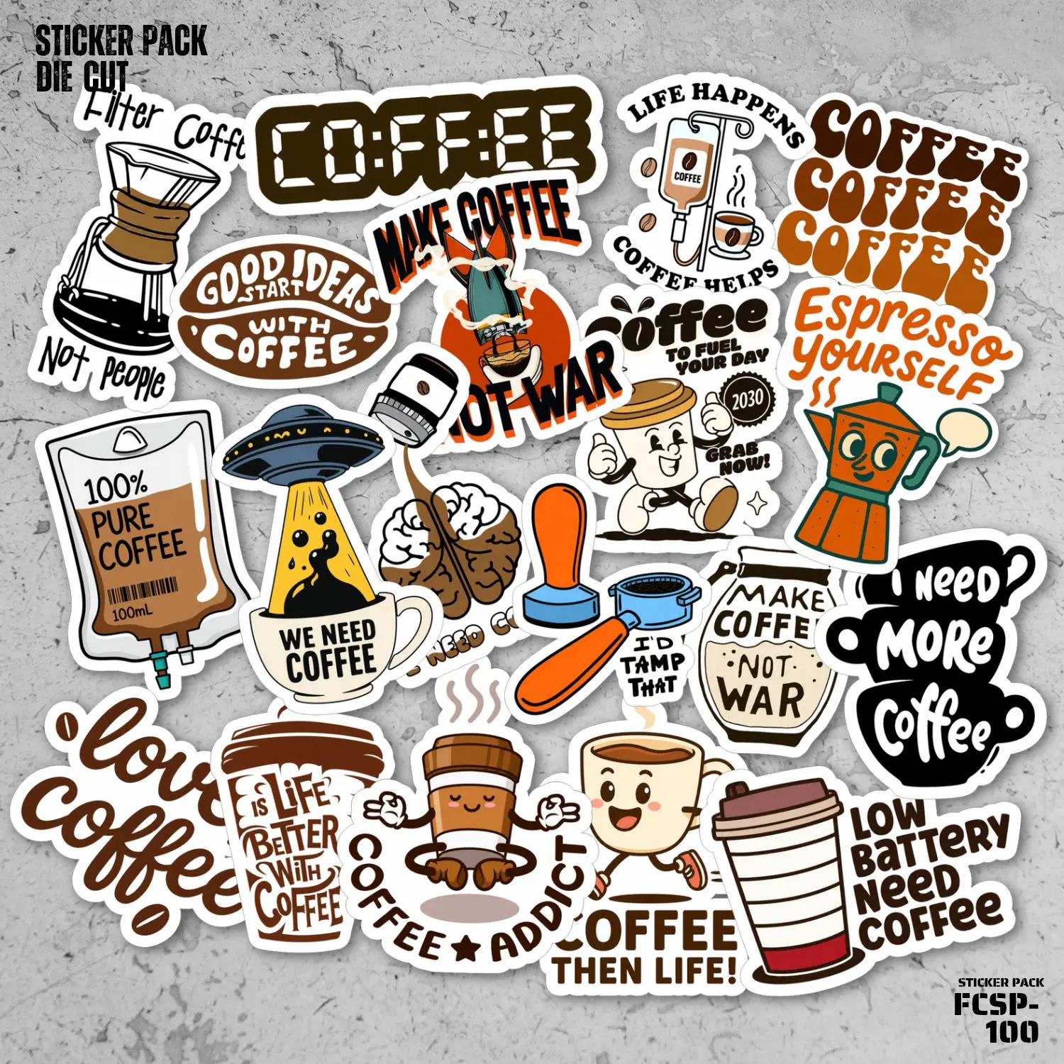 Stiker Pack Tema Kopi Sticker Coffee Cafe Aesthetic Vinyl Waterproof Die Cut Buat Helm, Tumbler, koper