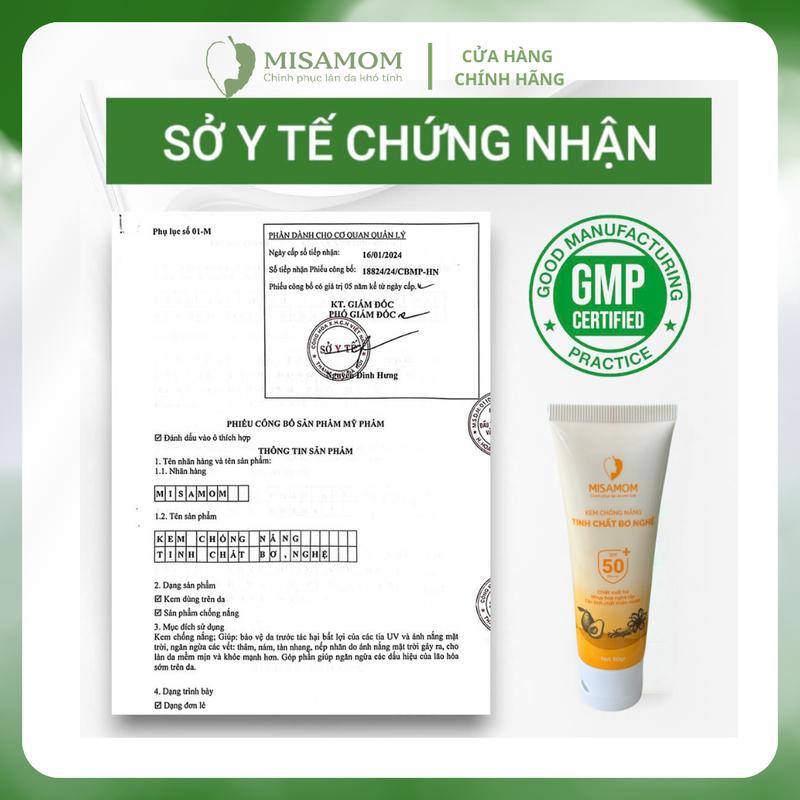 Kem Chống Nắng Bơ Nghệ Misamom - Hỗ Trợ Nâng Tông, Hỗ trơj Dưỡng Ẩm Thấm Nhanh Không Bết Dính SPF50+, PA++++ 5