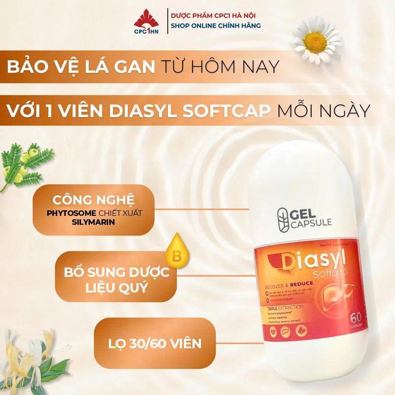  Viên uống bổ gan DIASYL Bảo vệ tế bào gan thải độc gan Ngày 1 viên Tăng cường chức năng gan 