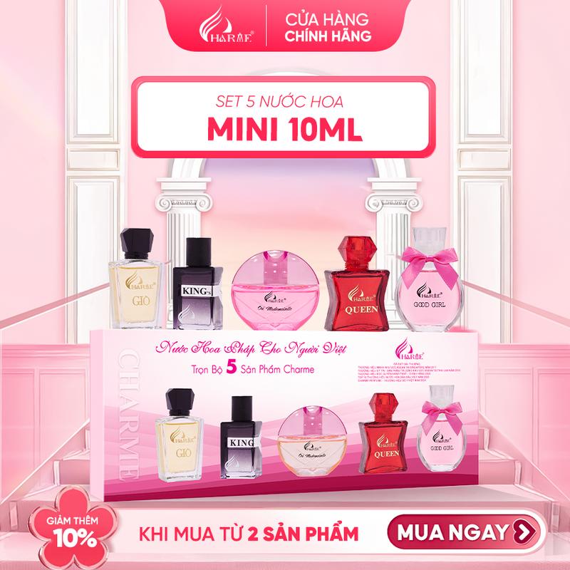  Set 5 chai mini nước hoa Charme - chai mini 10ml dạng chấm nước hoa KING GIÒ GOOD GIRL QUEEN ORI  Charme Perfume 