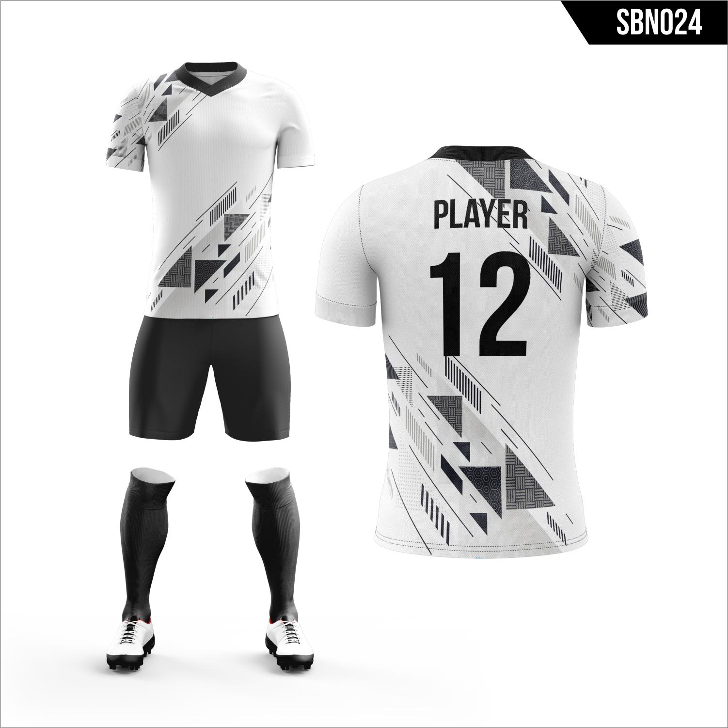 Jersey Sport Futsal Putih Hitam Gratis Custom Nama Dan Nomor Panggung Bahan Dryfit Milano Full Printing