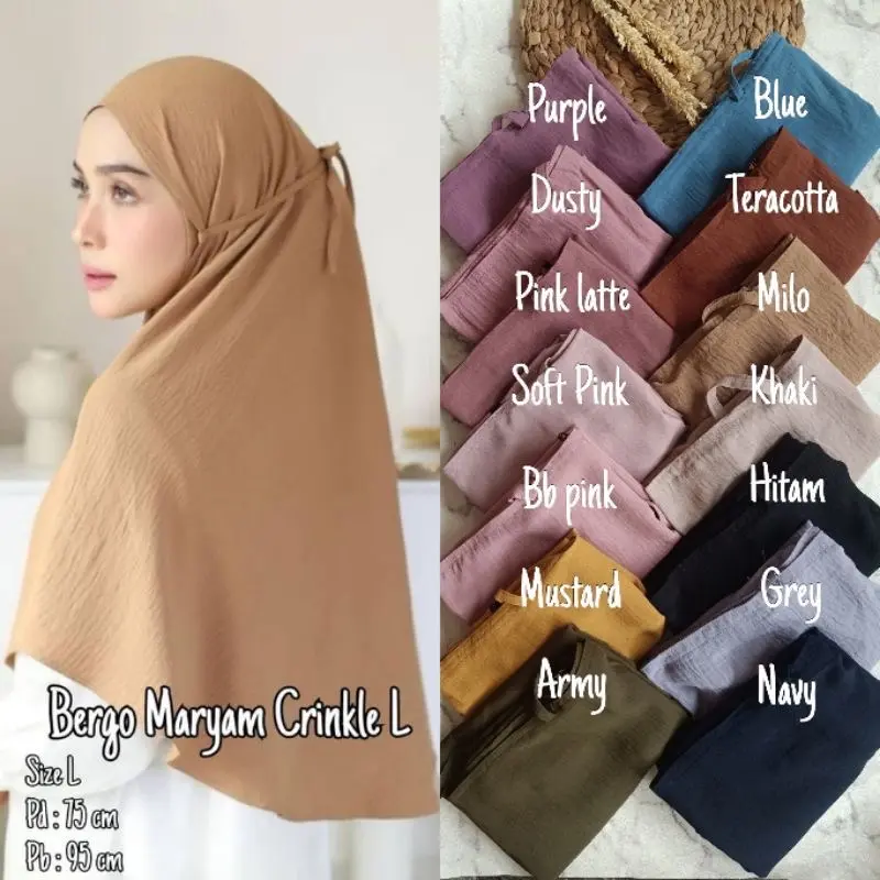 ￼BERGO CRINKLE AIR FLOW BERGO INSTAN TALI JILBAB INSTAN CERINKEL ( L )