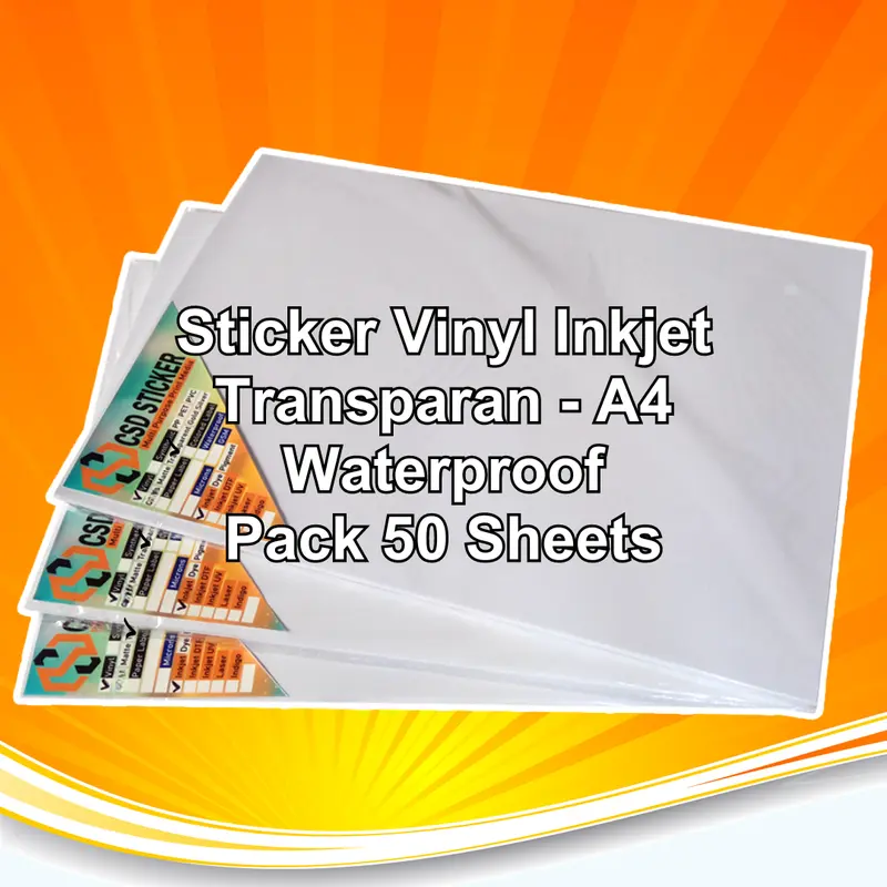 Sticker Vinyl Inkjet A4 Waterproof Synthetic PET/PP Film Transparan / White Gloss/ White Matte Stiker Premium Anti Air PACK isi 50 2