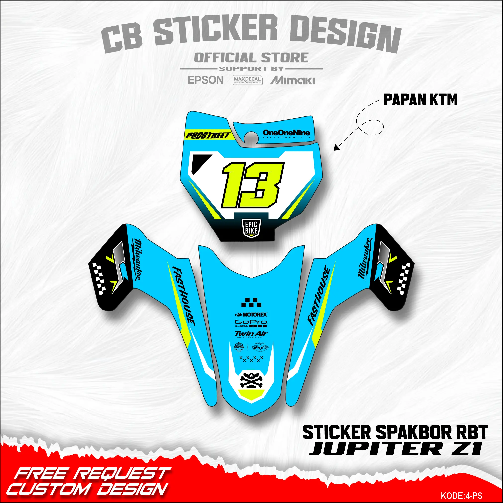 Stiker Spakbor RBT Jupiter Z1  | Sticker PAPAN KTM Style Racing | Free Custom Design